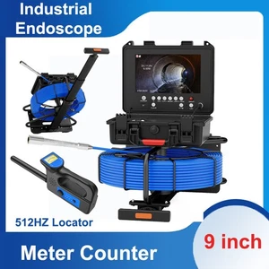 Trolley Pull Rod Pipe Inspection Camera 512HZ Locator 7mm IP68 DVR Meter Counter - Picture 1 of 23