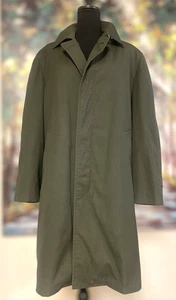 Vtg London Fog Maincoats Olive Green Trench Coat Men’s 38 Faux Fur Lined Classic - Picture 1 of 11