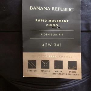 NWT Banana Republic Aiden Rapid Movement Chino Pant 42x34 Slim Fit $170 Navy Men - Picture 1 of 19
