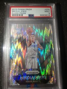 2015 Panini Prizm #335 Nikola Jokic Flash Prizm Rookie RC PSA 9 Mint