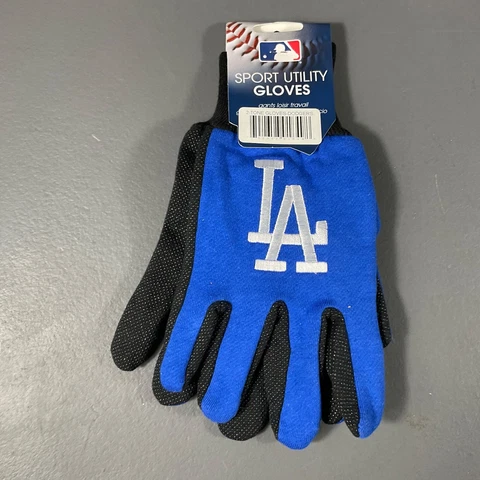 Los Angeles Dodgers MLB Baseball Two Tone Sports Utility Gloves Grip Blue Black Cover