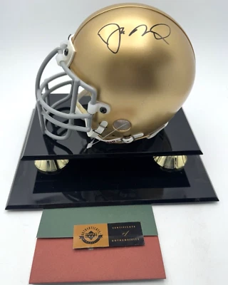 UPPER DECK AUTHENTICATED JOE MONTANA AUTOGRAPHED NOTRE DAME MINI HELMET IN CASE - Image 1 of 4