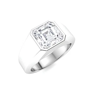 IGI Lab Grown 1.50 Ct Asscher Cut Diamond Mens Rings 18K White Gold Band 9 10 11 - Picture 1 of 10