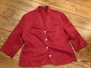Franco Callegari Damen Leinen Jacke Kurzblazer 44 Rot - Bild 1 von 5