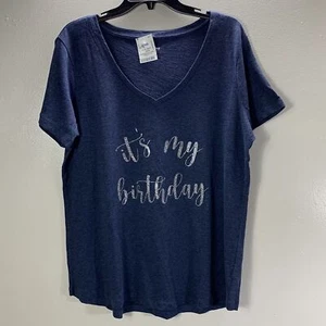 Eddie Bauer "It’s My Birthday" Graphic Short Sleeves Women’s T-shirt Size XL - Picture 1 of 8