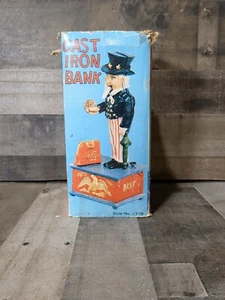 Antique / Vintage UNCLE SAM Heavy Cast Iron Mechanical Bank Replica w/Box - Picture 1 of 6