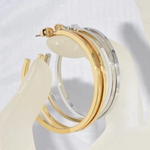 Yellow / White Gold Filled Lady 40mm Earring Birthday Evening Party UK K/4498 - Picture 1 of 13