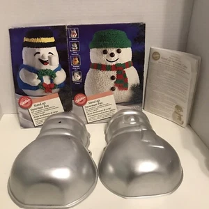 Wilton 3D Stand Up Schneemann Kuchenform ~ 2 Stück ~ 8 x 6" mit Anleitung Vintage - Bild 1 von 3