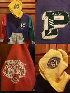 Polo Ralph Lauren 1967 Colorblock Varsity Tiger Footbal Embroidered Hoodie Sz. 6 - Picture 1 of 9