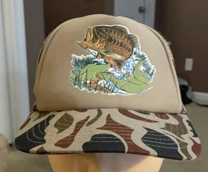 Vintage Sportcap Large Mouth Bass Camo Fishing Snapback Hat - Picture 1 of 5