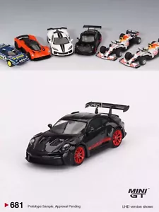 Mini GT Maßstab 1:64 911 (992) GT3 RS schwarz mit pyrorot Diecast Modellauto - Bild 1 von 4