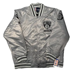 Size 3XL - NBA Brooklyn Nets Men's Satin Bomber Jacket JH Designs NWT - Picture 1 of 7