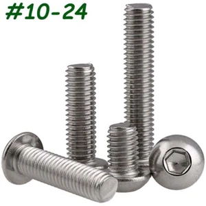 #10-24 UNC Stainless Steel Button Head Allen Hex Socket Cap Screws Bolts A2 18-8 - Picture 1 of 12