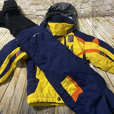 Spyder Tommy Moe Ski Suit Kids 3T Snow Vintage Two Piece Yellow Black Coverall - Image 1 of 4