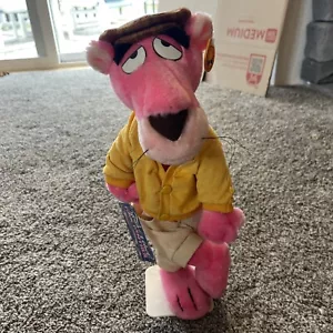 Vintage Pink Panther 17" Stuffed Toy Touch of Velvet Mighty Star Inc W/ Stand - Picture 1 of 5