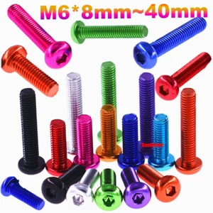 M6 Colour Pan Head Hex Socket Button Screws Anodizing Aluminum Alloy Allen Bolts - Picture 1 of 13
