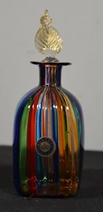 Vintage Murano Studio Regenbogen Glas Parfum Flakon Italy Aufkleber Stopfen - Bild 1 von 10