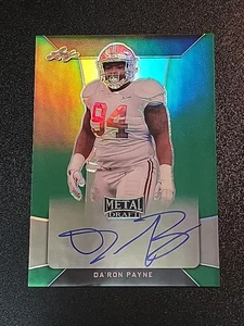 2018 Leaf Metal Draft Da'Ron Payne *ON CARD* Green /10 RC Auto - Picture 1 of 12