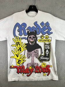Ryder Studios Rave Tee Shirt Mens Small White Skull Skeleton Atlanta May 2008 - Picture 1 of 13