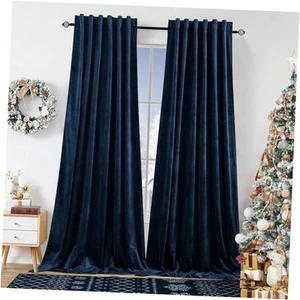 Navy Blue Velvet Curtains for Bedroom Window 52"W x 84"L (Pack of 2) Navyblue - Picture 1 of 7