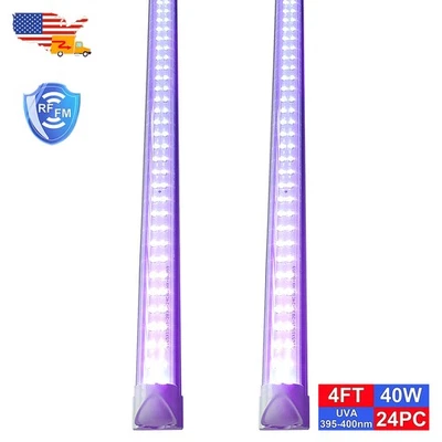 24件装4英尺UV LED黑色灯具48英寸40W易于安装派对装饰 — 第 1/4 张图片