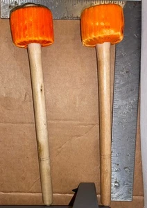 Un par de rodillos especiales de GONG Y TAZÓN DE CANTO MALLETS tela satinada NARANJA CAJA ABIERTA - Imagen 1 de 6