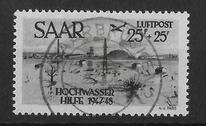Saar 1948 25F Hochwasserfonds SG256 fein gebraucht Kat 400€ - Bild 1 von 2