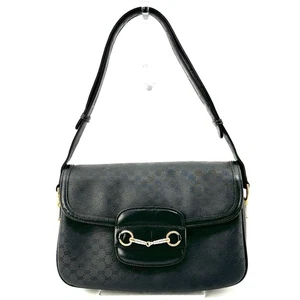 Vintage GUCCI Horsebit Schultertasche Micro GG PVC Leder schwarz echt - Bild 1 von 23