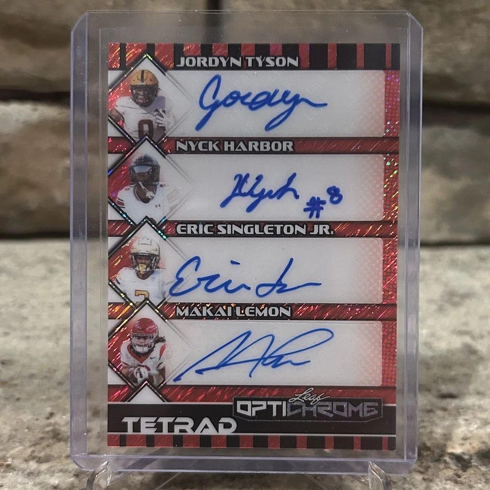 2025 Leaf Optichrome Tetrad Autograph Tyson/Harbor/Singleton Jr./Lemon 1/1 - Image 1 of 2