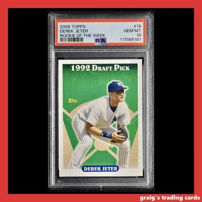 Selección del draft Topps 1992 2006 novato de la semana radiocontrol Derek Jeter #18 PSA 10 GEM-MT Foto 1 de 3