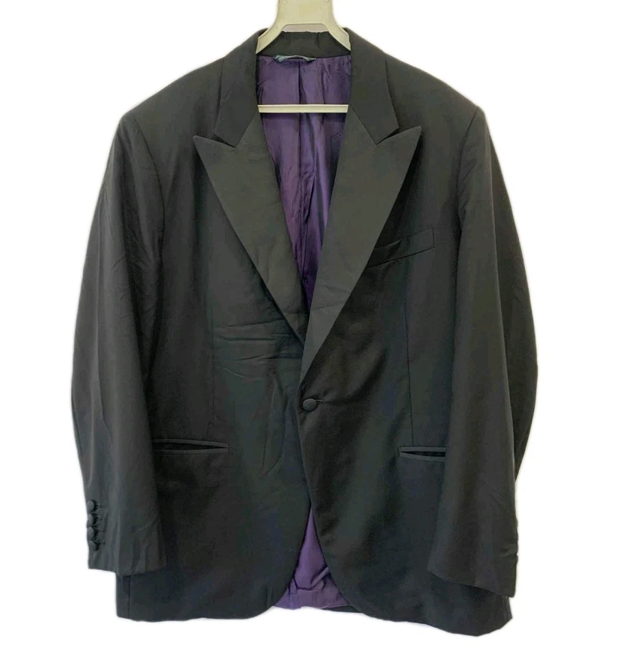 Chaqueta Blazer Martin Greenfield Negra A Medida a Mano 44R Forro Púrpura EE. UU. #25 Foto 1 de 4