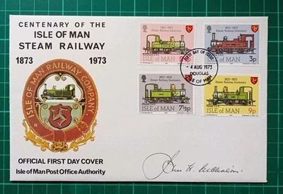 Isle of Man 1973 Centenary Steam Railway Signed John H Nicholson - Image 1 of 3