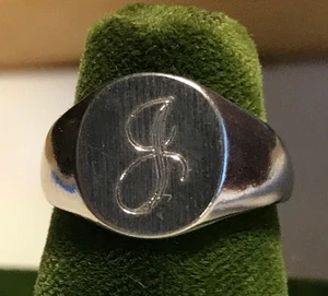 Vintage 18KT Gold HGE Stamped & Engraved Monogram "J" Ring Size 4 VARGAS Brand - Picture 1 of 9