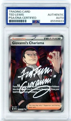 PSA Signed Ted Lewis Pokémon TCG Giovanni's Charisma SR Scaret & Violet 197/165 - Image 1 of 2