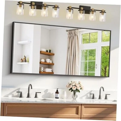 Espelho de banheiro para parede 48"x24", grande fosco espelho de banheiro 48"L x 24"W preto - Imagem 1 de 4