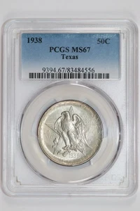 1938 TEXAS COMMEMORATIVE HALF DOLLAR PCGS MS67 - Picture 1 of 2