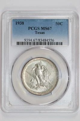 1938 TEXAS COMMEMORATIVE HALF DOLLAR PCGS MS67 CAC - Image 1 of 2