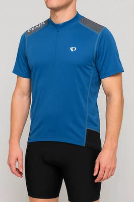 Camisa masculina de ciclismo Pearl Izumi tamanho médio - 3 bolsos - azul profundo e cinza - Imagem 1 de 4