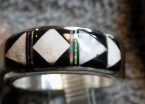 Mens Size 10 3/4 Sterling Turquoise Multi Stone Inlay Navajo Ring Rick Tolino - Picture 1 of 6