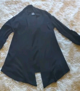 Bobeau Black Open Front Cardigan Sweater Size Small Roll Tab Sleeves Rayon Blend - Picture 1 of 3