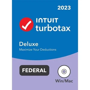 Intuit TurboTax Deluxe 2023 Federal or 1 User, Windows/Mac, CD/DVD and Download - Picture 1 of 1