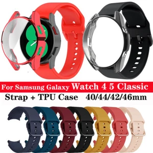 Silicone Band Strap+Case For Samsung Galaxy Watch 4 5 40 44mm Classic 42 46mm - Picture 1 of 28