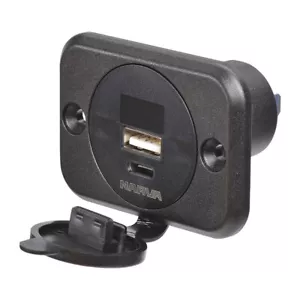 Narva Heavy-Duty USB/USB-C Socket with Volt/Amp Meter - 81106BL - Picture 1 of 4