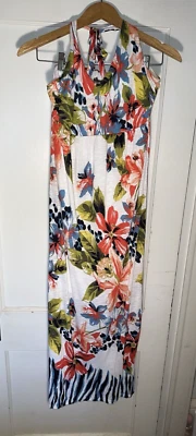 Maxi Vestido Tommy Bahama Bungaroo Blooms Floral Halter Vacaciones Playa Talla M d598 Foto 1 de 4