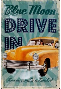 Blue Moon Drive In Embossed Steel Sign 300mm x 200mm - Picture 1 of 1