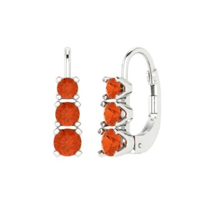 Red Zirconia Stud Earrings for Women, Lever Back (1.06 cttw, 4mm, Round-Cut) - Image 1 of 4
