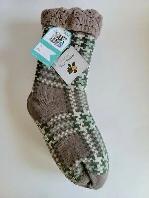 Calcetines de cabina Muk Luks para mujer manteca de karité antideslizantes parte inferior a cuadros talla S/M nuevos Foto 1 de 4
