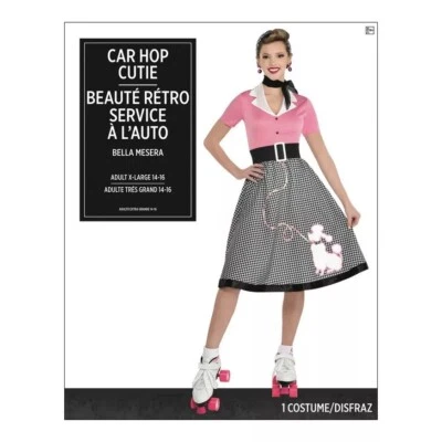 Car Hop Cutie 50's Retro Soda Shop Waitress Fancy Dress Halloween Adult Costume - Image 1 of 4