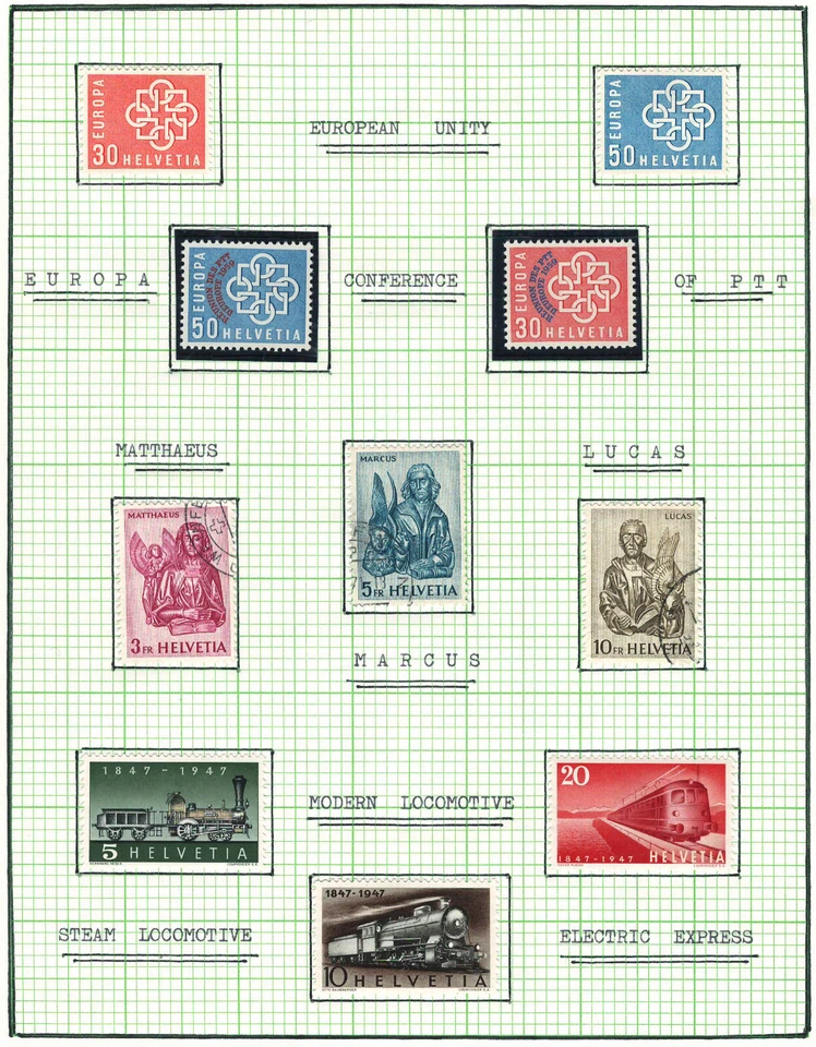 SWITZERLAND 1947-1959  Very Fine  Mint & Used Stamps Hinged on list - Image 1 of 1