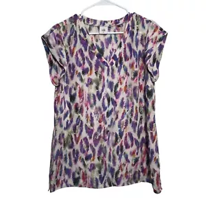 Cabi Blouse Women's Medium Colorful Artsy Cap Sleeve Career Abstract Top Shirt - Picture 1 of 9